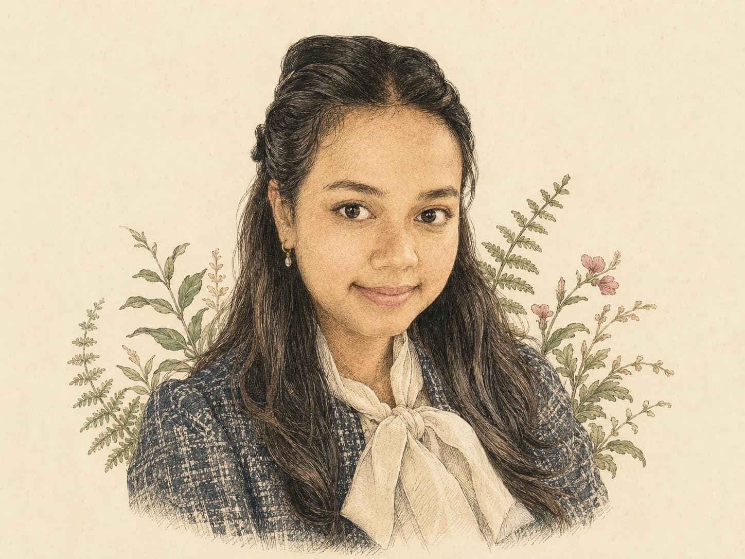 Illustrated portrait of Ulfi Nuraini